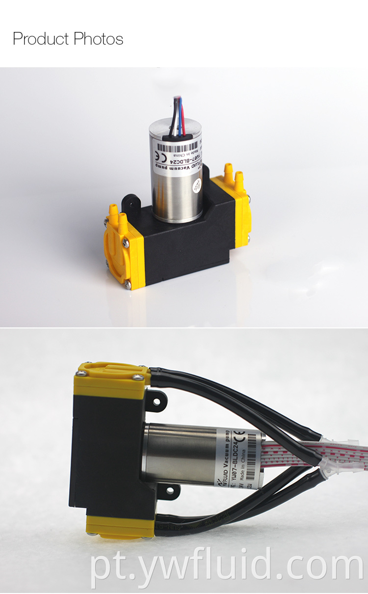 YW07-BLDC-12V 24V Bomba de diafragma sem escova 24V Fluxo de ar livre de ar livre de óleo da cabeça dupla 10L/min